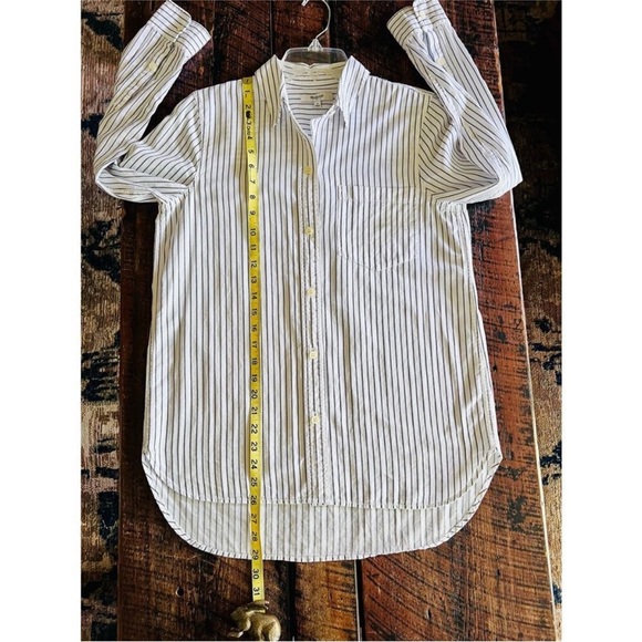 Madewell long sleeve tunic shirt in dalton stripe stripe button up size small - Picture 12 of 15